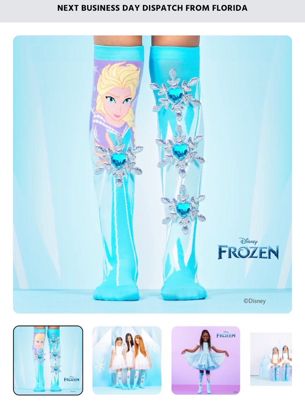 Disney Frozen Elsa Knee-High Socks - Aqua Blue with Purple Accents